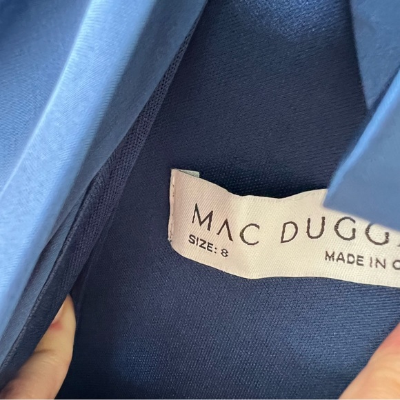 Mac Duggal Ruffle Tiered Soft Tie Halter Neck Gown in Sapphire Blue - Picture 10 of 12